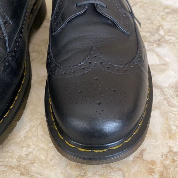 Dr. Martens 11845 Yellow Stitch Leather Wingtip Brogues - Picture 5 of 16